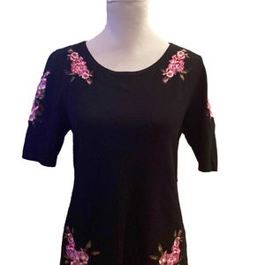 2/$18 INC black embroidered floral sweater dress